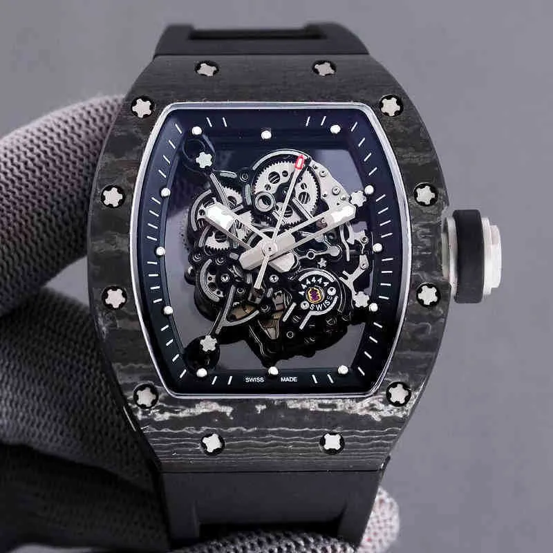 Zegarki Zegarek na rękę Projektant luksusowych męskich zegarków mechanicznych Richa Milles Zegarek na rękę Business Leisure Rm055 Automatyczny Mechaniczny Czarny Węgiel