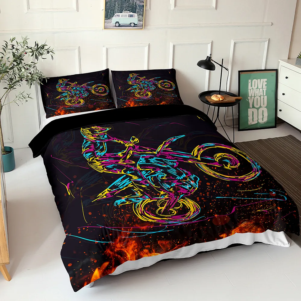 Bedding sets Yi Chu Xin queen Set 3D Mountain motorcycle Print Duvet Cover Home Quilt Twin Double King Size set 221129