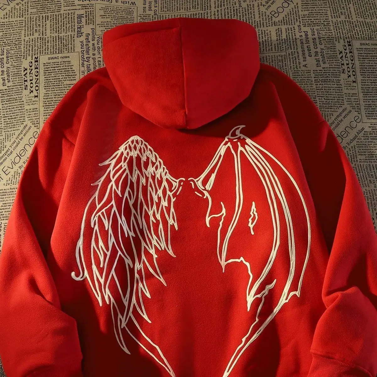 Men's Hoodies Sweatshirts American high street vibe style devil wings hooded sweater men and women fall winter lazy hip hop couple coat trend 221129