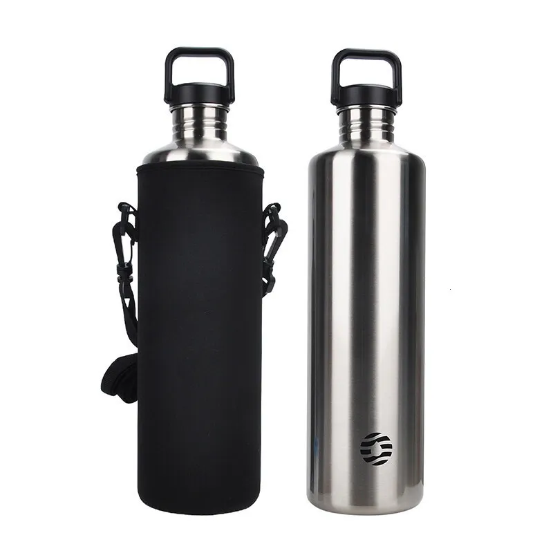 Water Bottles FEIJIAN Stainless Steel Portable Cycling Sports Leakproof BPA Free Large Capacity With Bag 221130
