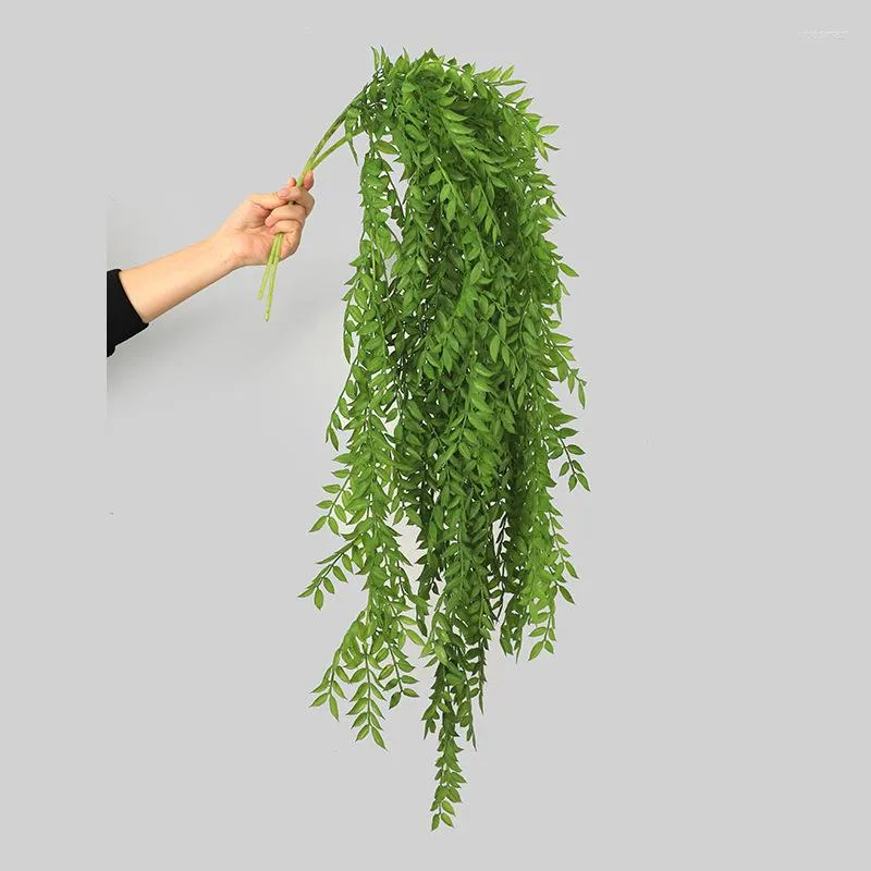 Fleurs décoratives 110 cm Vert Vigne Soie Artificielle Feuille Suspendue Guirlande Plantes Feuilles DIY Pour La Maison De Mariage Partie Balcon Jardin Décoration