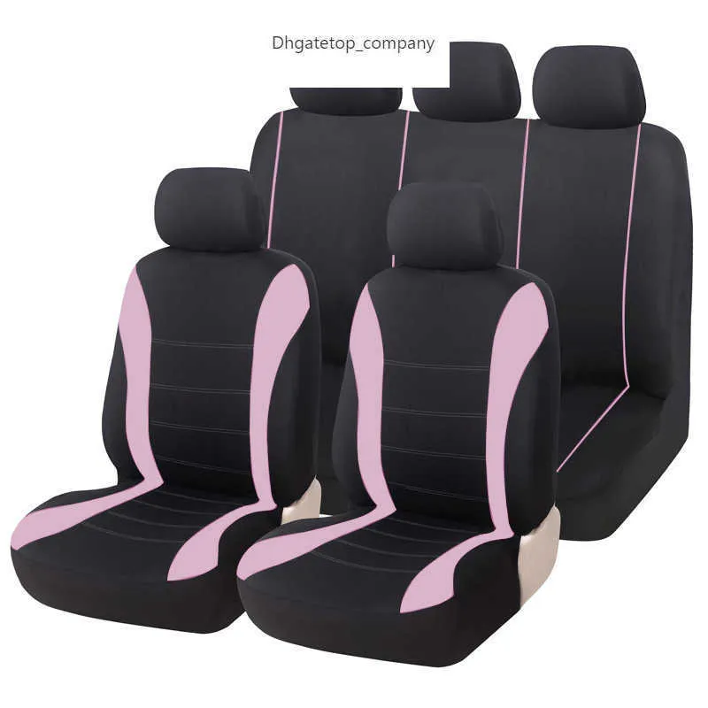 Housse de siège de voiture universelle 5 housses de sport en Polyester ensemble complet tissu uni bicolore accessoire élégant