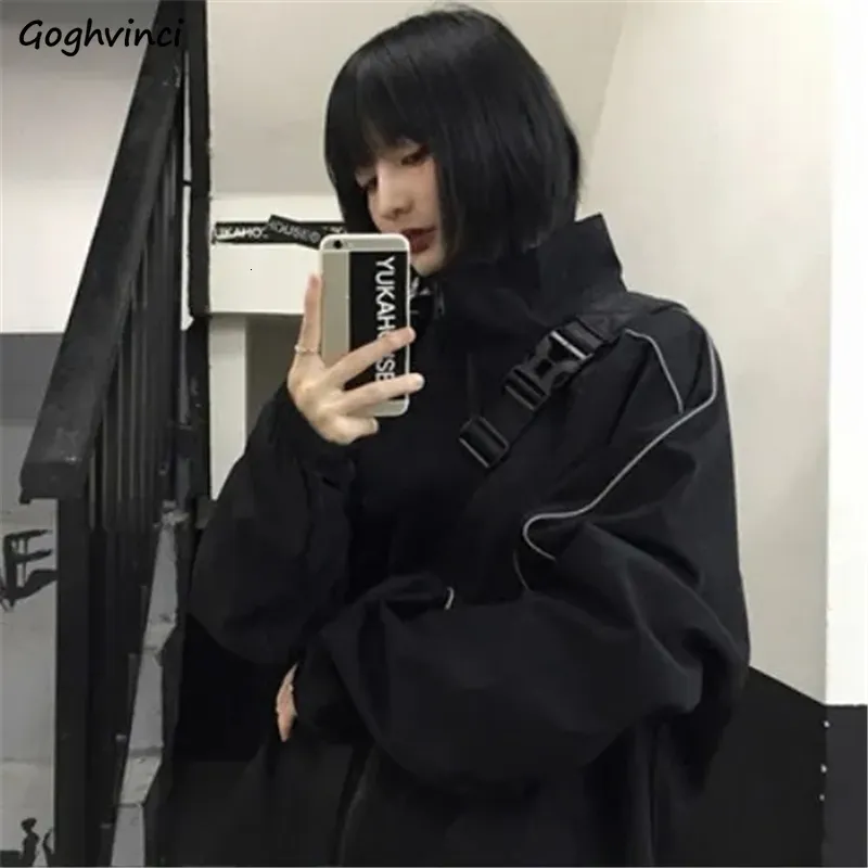 Women s Jackets Reflective Jacket Women Autumn Casual All match Black Chaquetas Para Mujer Clothing Classic Vintage Outwear Fashion Korean Style 221130