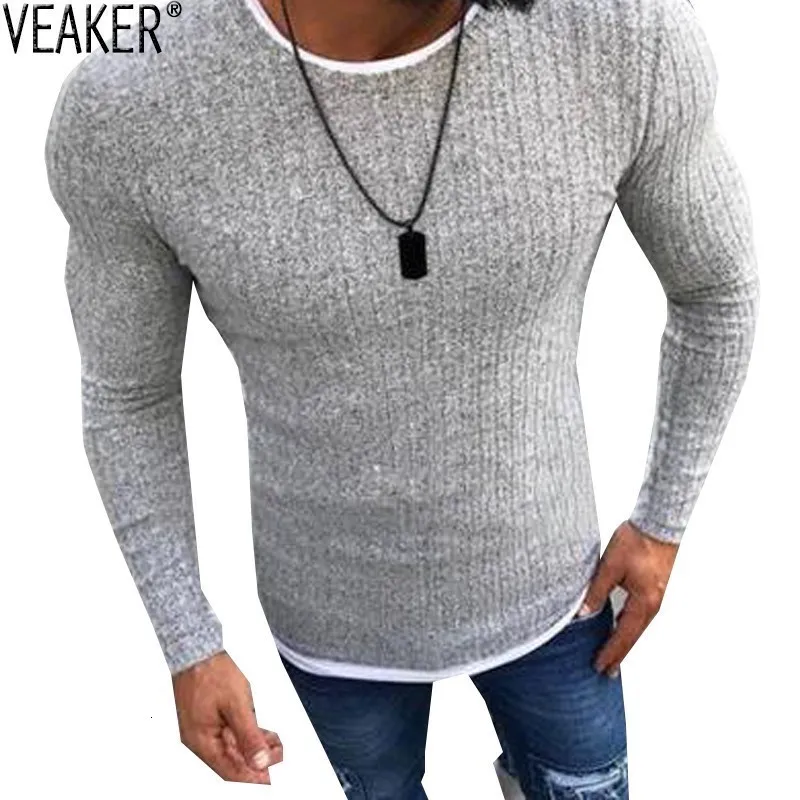 Suéteres Para Hombre Otoño Sexy Flaco Sólido Jersey De Punto