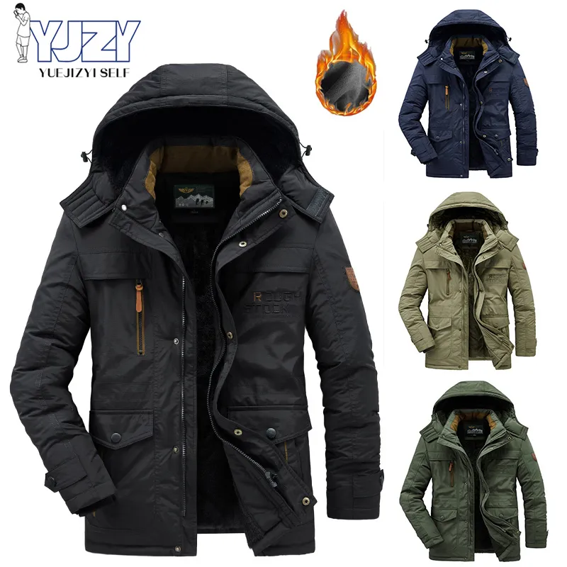 Hommes à la baisse des parkas d'hiver Military Casual Fleece chaude amovible hatte masculin en coton de coreurs de vent de la mode à l'épreuve du vent 221129