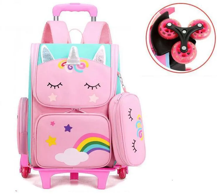 Amazon.com | LANSHIYA 3Pcs Rolling Backpack for Girls Dream Princess Wind  Bookbag with Wheels Travel Bag Trolley School Bag with Lunch Box Purple |  Kids' Backpacks