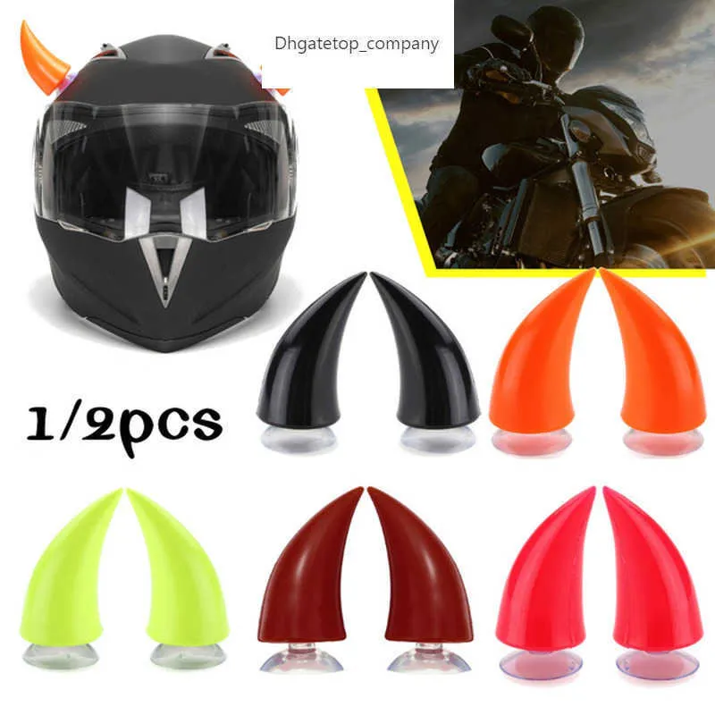 1pc casco multicolore corna da diavolo moto bici elettrica car styling decorazione adesivi accessori lunghi e corti