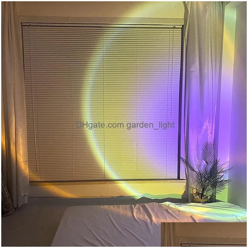 Luzes noturnas Sunset Projector Lâmpada Rainbow Atmosfera LEITO NOITE PARA CASO DO GOOPLO DE CASO Background Wall Decoration USB Tab Dhwfl