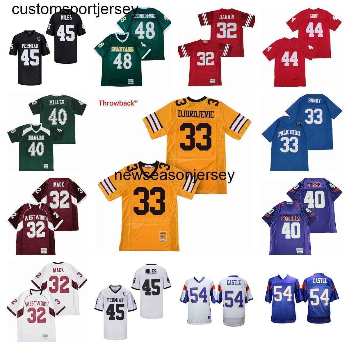 Wersja filmowa American Football Jerseys 32 Mack Harris 33 Bundy Djordjevic 40 Joker Miller 44 Gump 45 MLE 48 Gronkowski 54 Castle Men