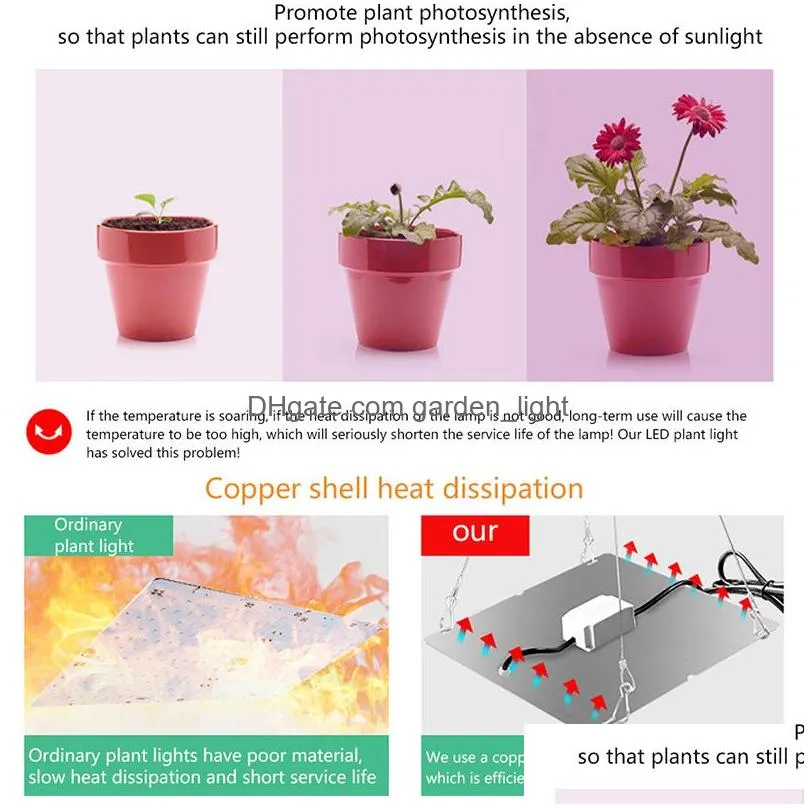 Grow Lights LED Plant Grow Grow Light 85265V Phytolamp 2835 81LED 169LED IP20 Non -Waterproof Growth Lighting FL Spectrum Hydroponics Lamp DHTMP