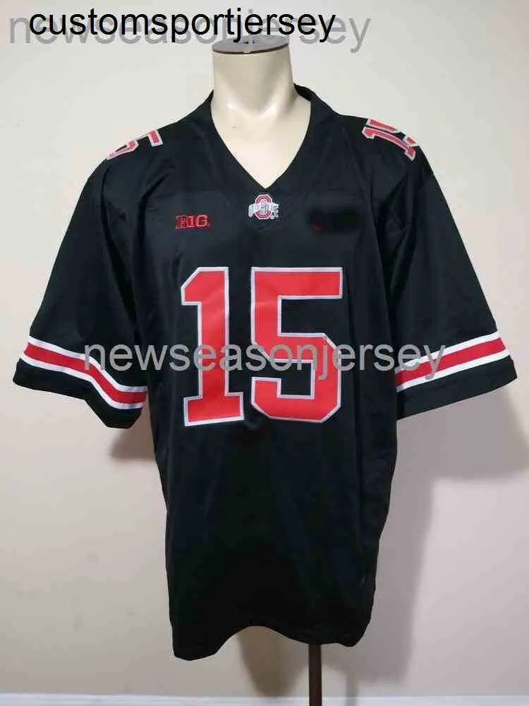 Coutumed Custom Ohio State Team # 15 Ezekiel Elliott Football Jersey Black Men Women Youth XS-5XL