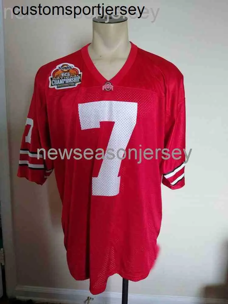 Stitched custom Ohio State 2007 BCS Championship #7 Ted Ginn Jr. Football Jersey Men Women Youth XS-5XL