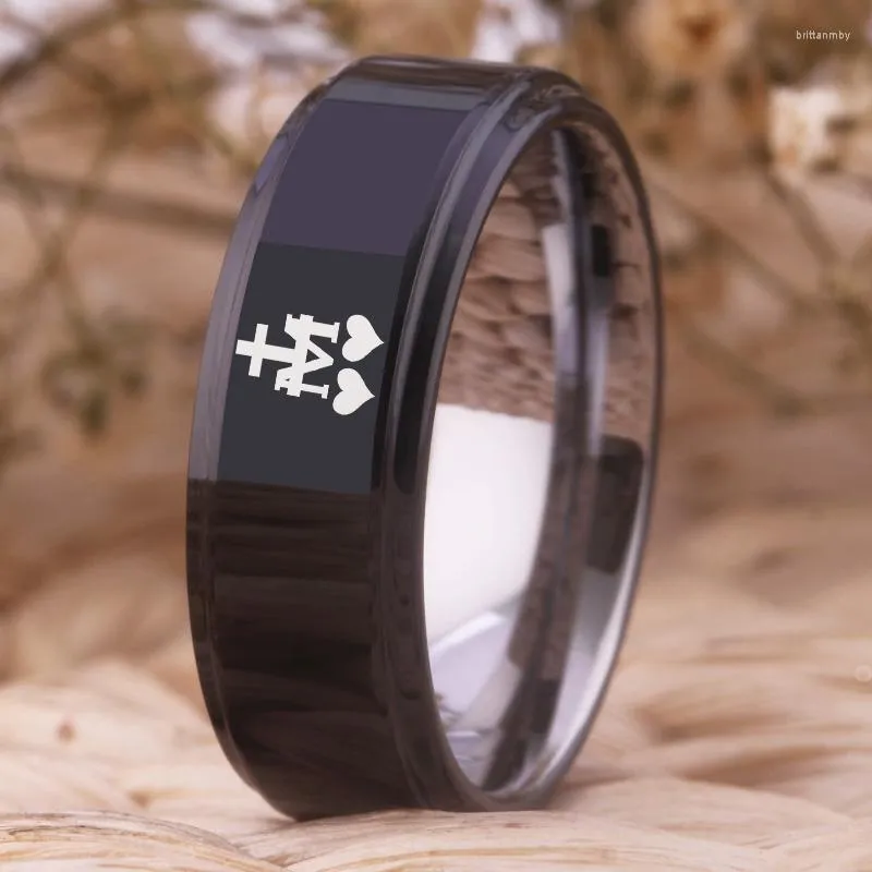 Bröllopsringar Virgin Mary Cross Design 8mm Woman's Tungsten Carbide Ring Religious Party Anniversary Gift