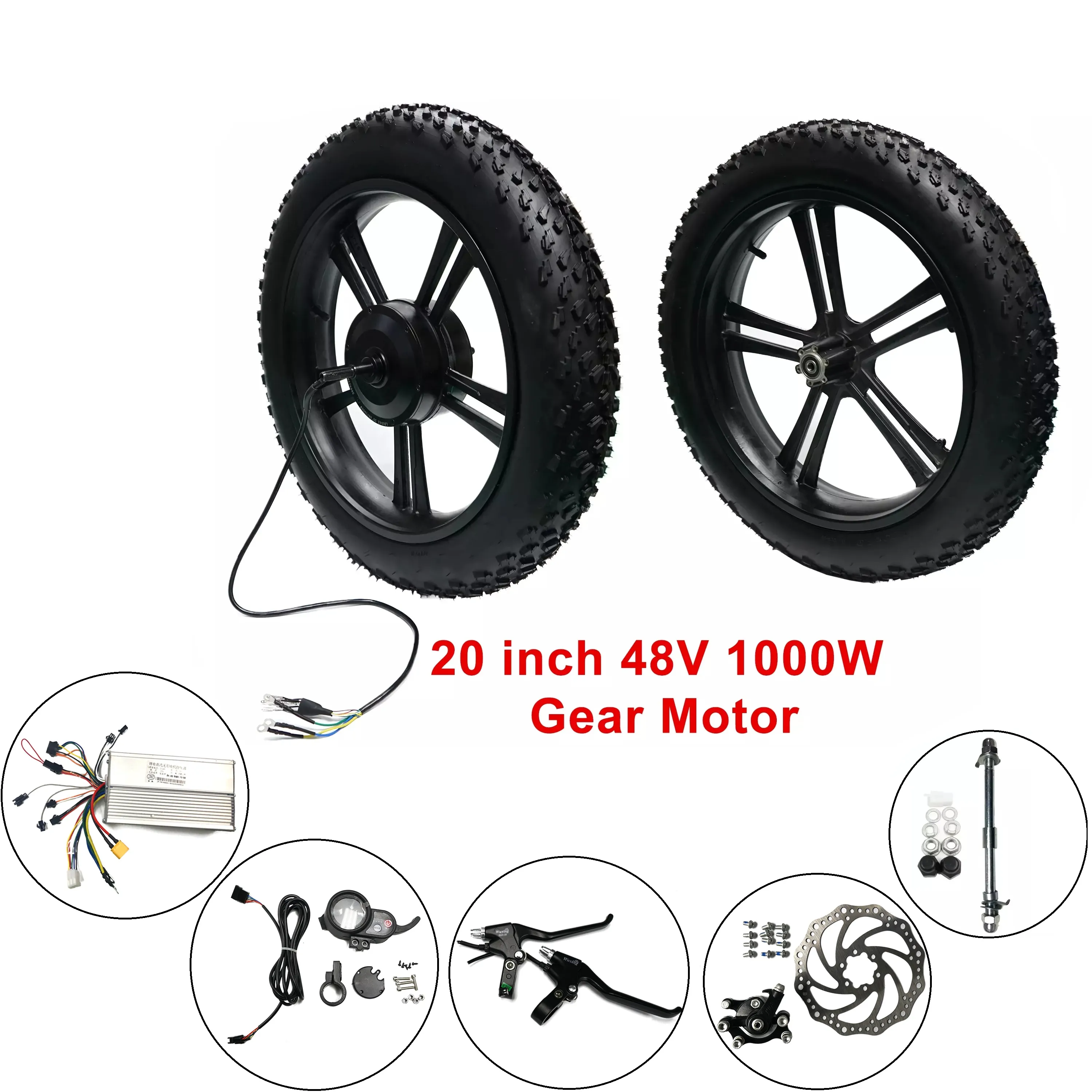 20 inch 48V 500W 750W 1000W 100N.M Gear Hub Motor Electric Bike 25-35 km/h High Tire High Torque Scooter with Front Wheel