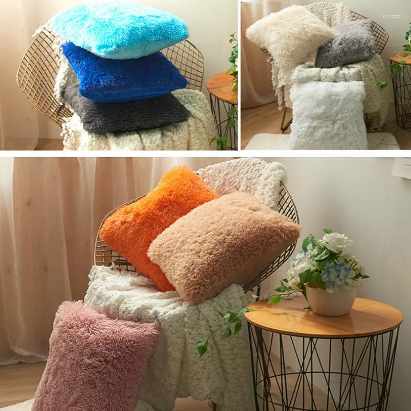 Pillow Nordic Style Soft Faux Fur Pillows Case Warm Plush Cover Living Room Bedroom Sofa Decorative 43x43cm