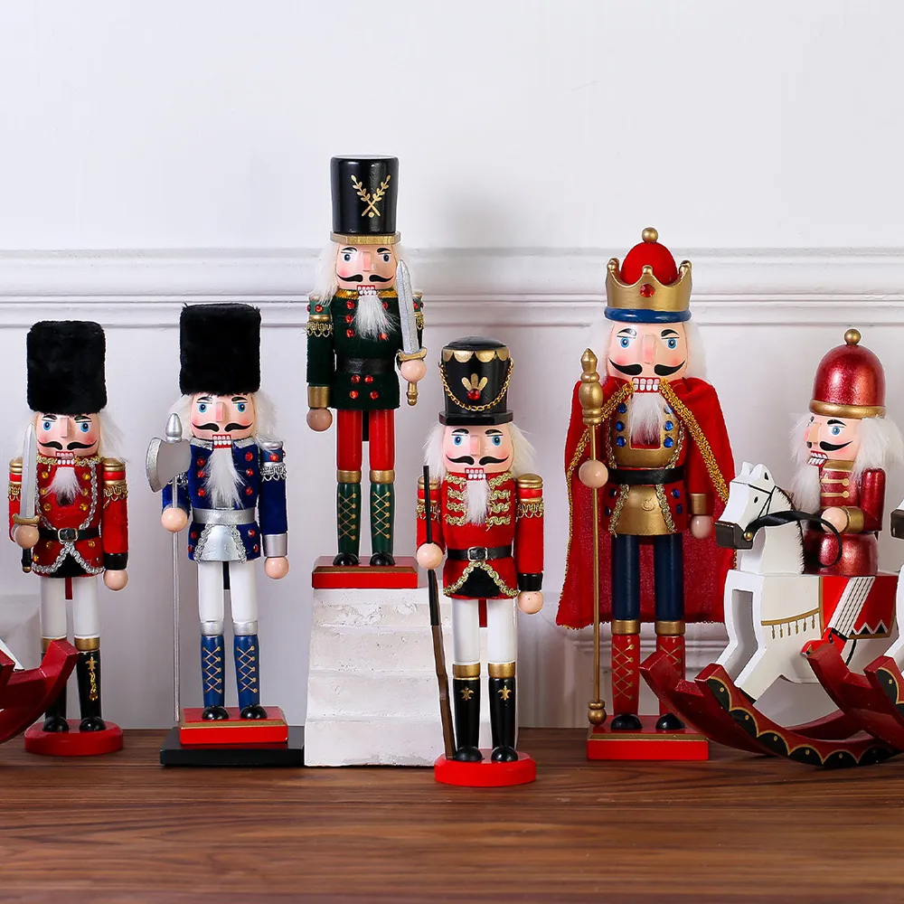 Decorative Objects Figurines Handcraft Puppet Wooden Christmas gifts nutcracker soldier Doll Gift Figures brain hazelnut home Party Xmas Tree Decor 221129