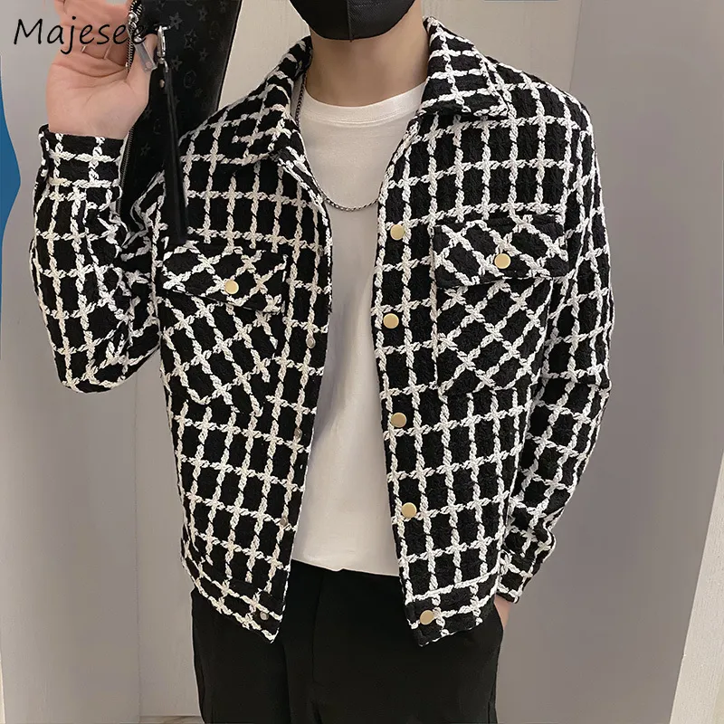 Men's Jackets Men Spring Fashion Pocket Plaid Handsome Outparty Rwear Coats Koreaanse stijl bijgesneden eenvoudig Harajuku All Match Daily Plus Size 221129