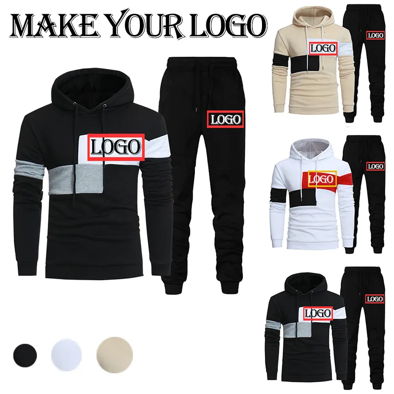 Mens Tracksuits Custom Brand Men Tracksuit 2 Pieces Sets Spring Autumn Patchwork HoodiesJogger Pants Casual Fashion Sports Suit Clothing 221130