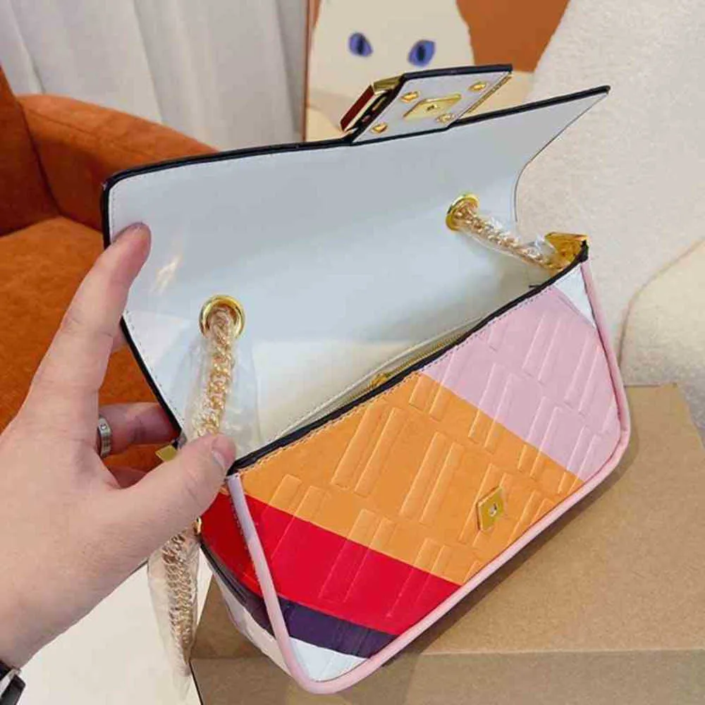 Evening Bags Color Flip Baguette Women Shoulder Bags Handbag Leather Designer Brand Crossbody Female Three-dimensional Printing Purses 220415