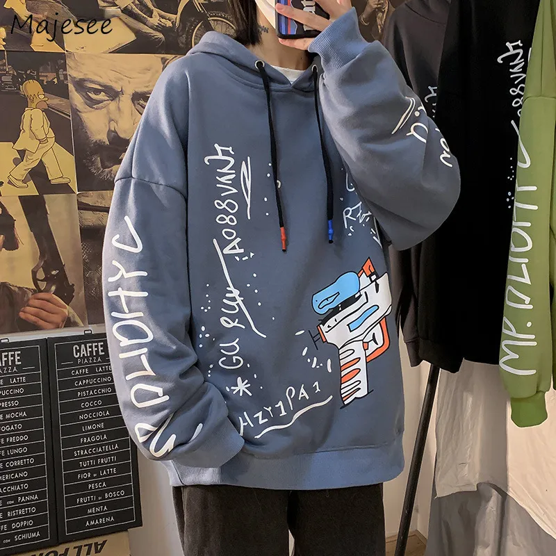 Męskie bluzy bluzy Mężczyźni z kapeluszem luźne przystojne nadruk z kapturem unisex jesień wszystkie mecze harajuku hip hap hop streetwear koreańskie 221129