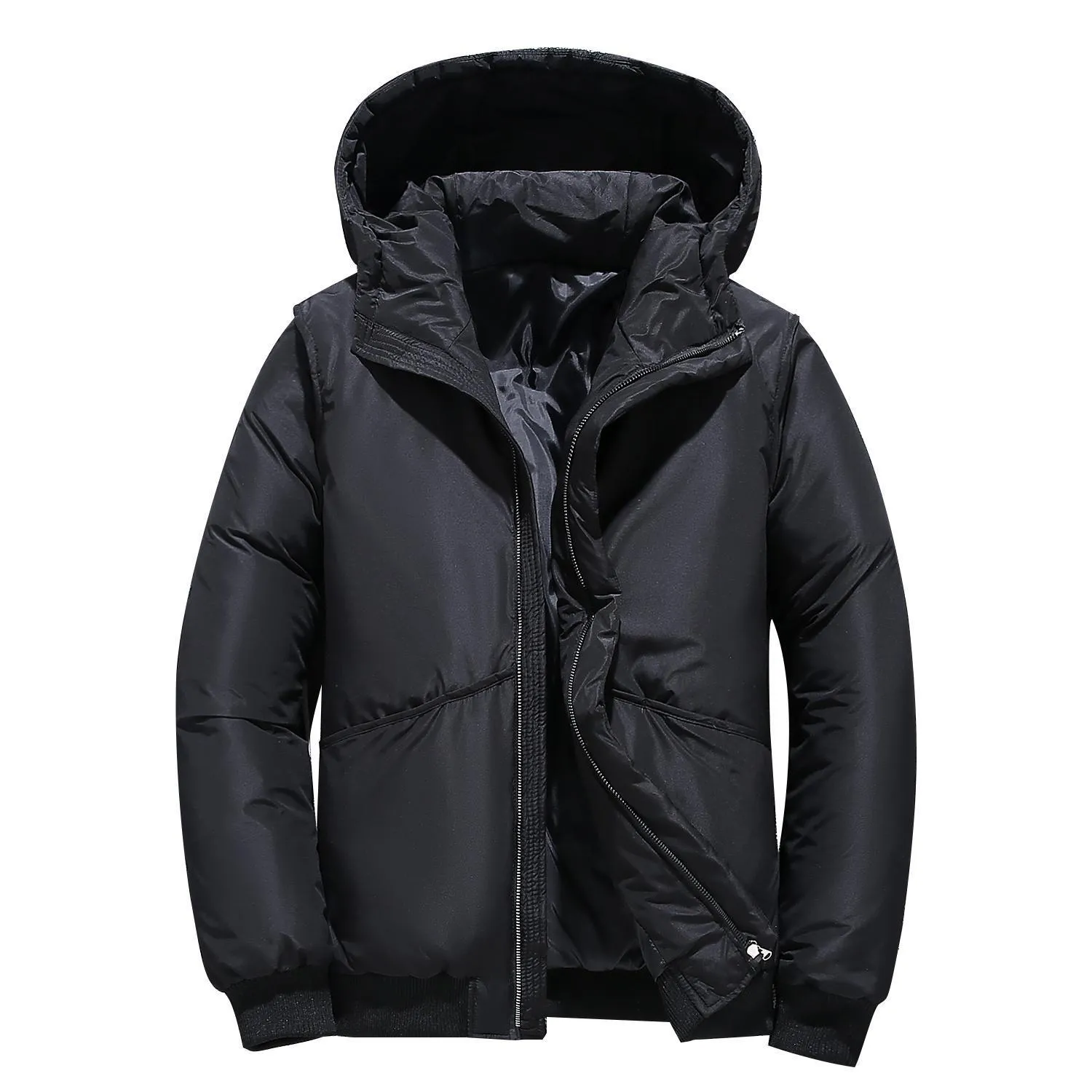 Gilets pour hommes hiver blanc canard doudoune à capuche chaud coupe-vent manteaux Parkas s couleur pardessus décontracté 221130