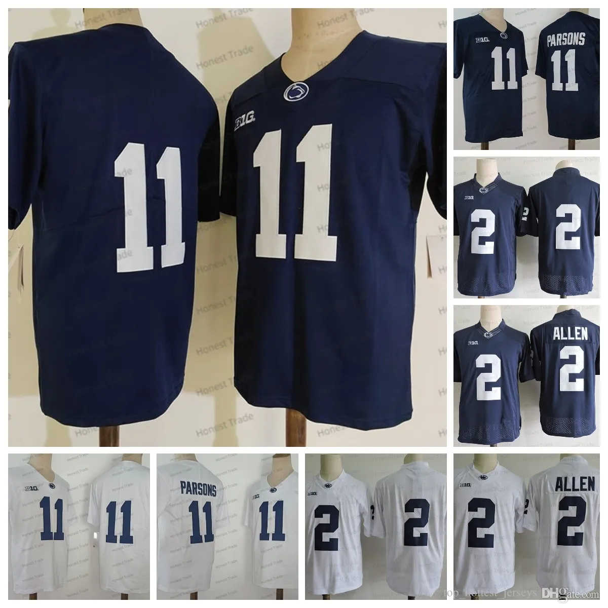 Penn State Football Jersey 11 Micah Parsons 2 Marcus Allen White Color Navy Mens College Mens Stitched Jerseys Inget namn