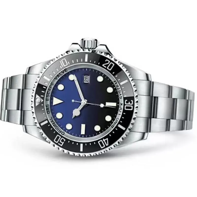 MENS Titta på Miyota 8215 Rörelse Deep Ceramic Bezel Sapphire Cystal rostfritt stål Glidlås fast lås Automatiska mekaniska män tittar på manliga armbandsur