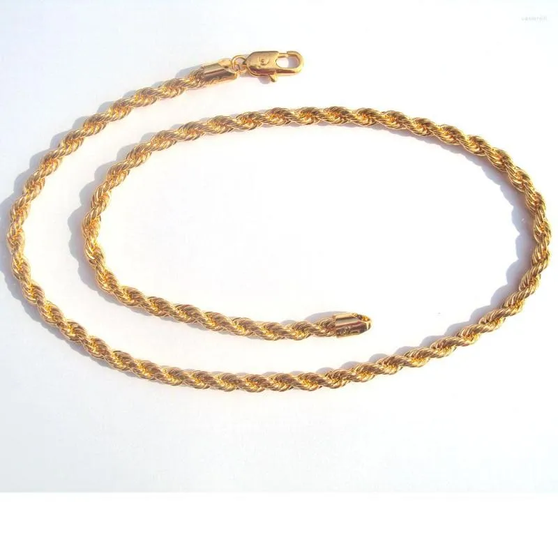 Colliers pendentifs chaîne de corde de haute qualité 6mm 18 K jaune fin solide G/F or épais torsadé tressé hommes Hip Hop 600MM collier