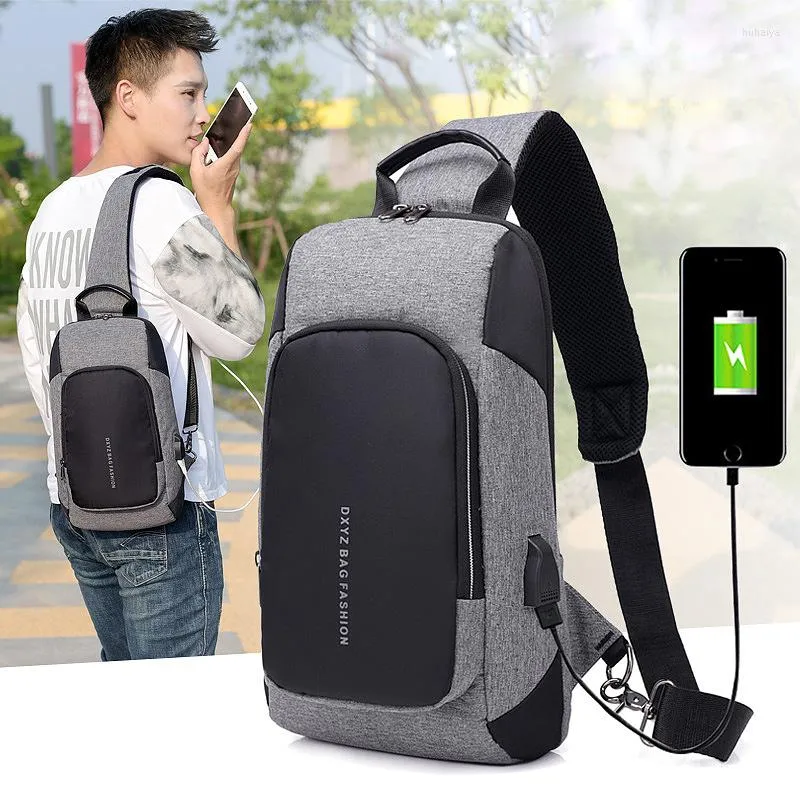 Sırt çantası usb şarj erkekler çapraz çantalar erkek rugzak omuz çantası hırsızlık önleyici göğüs bagajı seyahat mochila masculina back pack