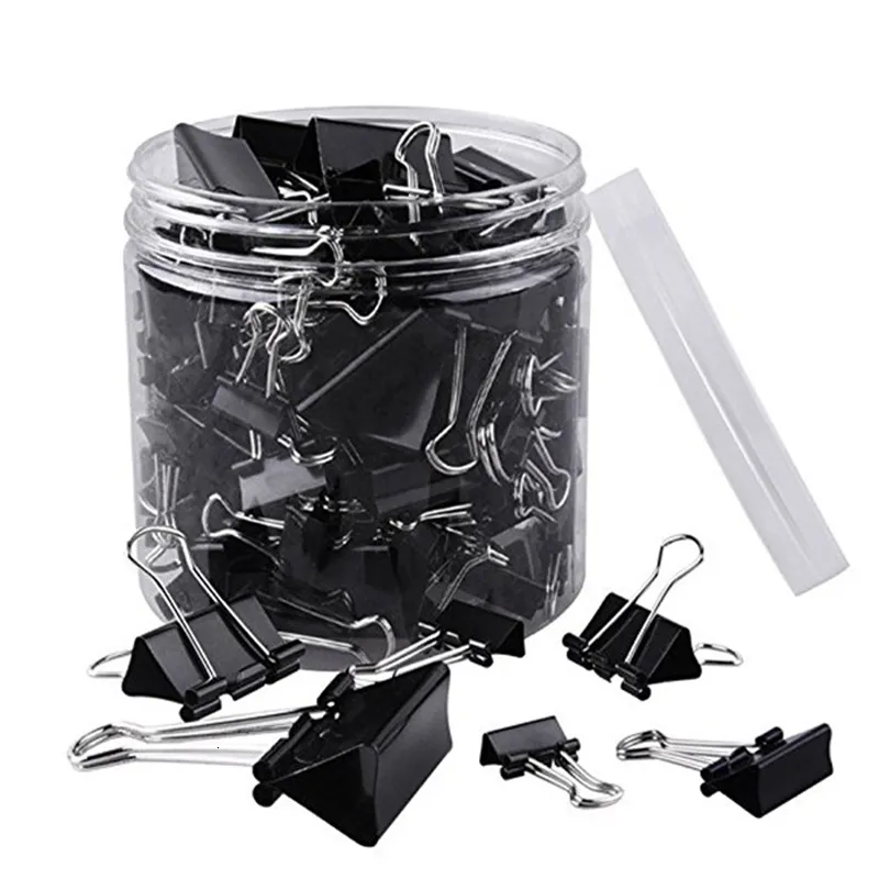 Attrezzature espositive pubblicitarie 120 pezzi Set fermagli per carta in metallo nero Formati multipli Clip per file di libri Orangizer Cancelleria Mini raccoglitori Clip Forniture per ufficio 221130