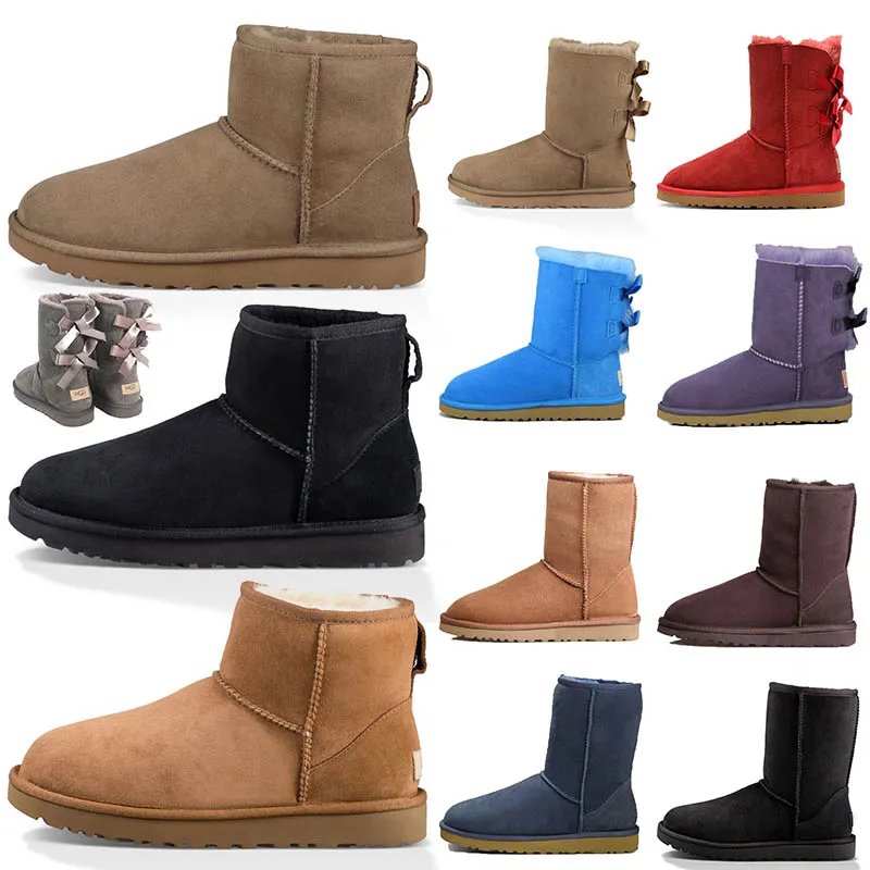 Designer laarzen dames winter sneeuwbootjes klassieke gai mini ankle short boot mode dames dames meisjes schoenen drievoudige zwarte kastanje roze grijs blauw maat 36-41