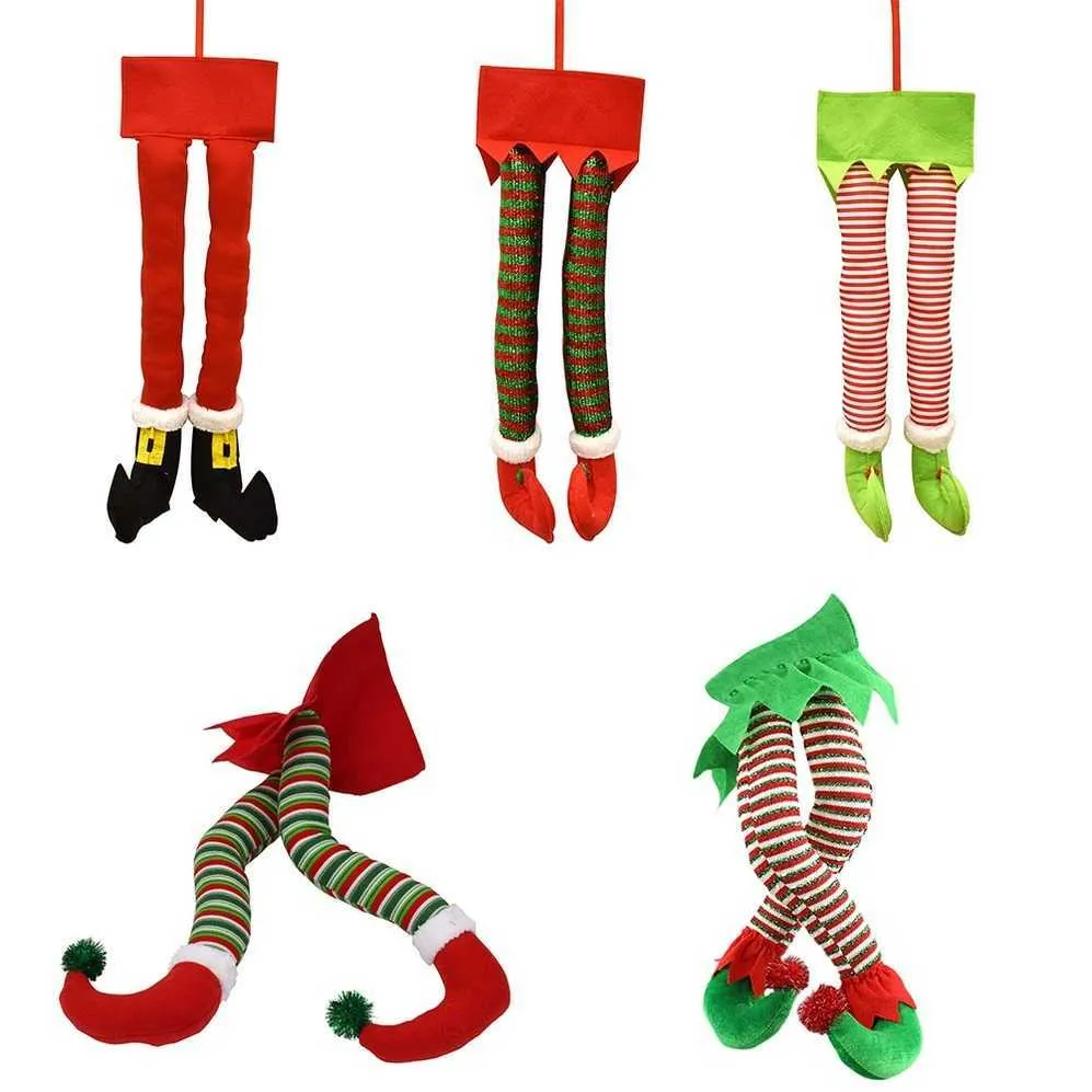 Décoration de noël maison ornements Santa elfe jambes en peluche pieds en peluche avec des chaussures arbre de noël ornement décoratif 2023