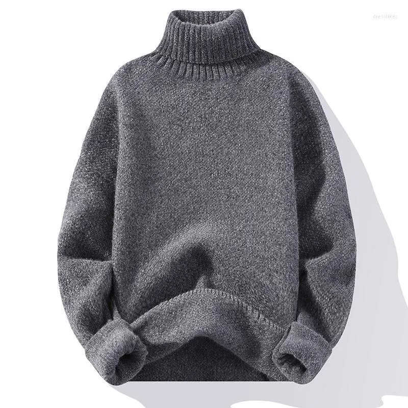 Suéteres masculinos Moda masculina Autumn Winter Color sólida espessura quente Sweater Slim Casual Turtleneck Knowear Pullovers
