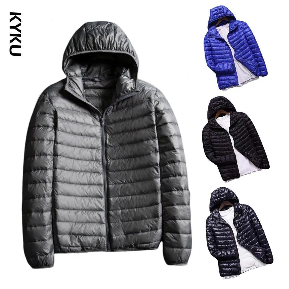 Mensjackor Män Down Coat Solid Color Padded Hooded dragkedja Cardigan Lätt vinterautumnjacka för Daily Wear 221130