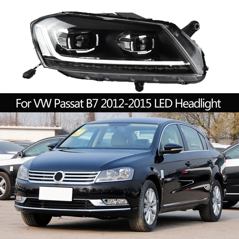 Car LED Headlights Dynamic Streamer Turn Signal Daytime Running Light Front Lamp For VW Passat B7 LED Headlight