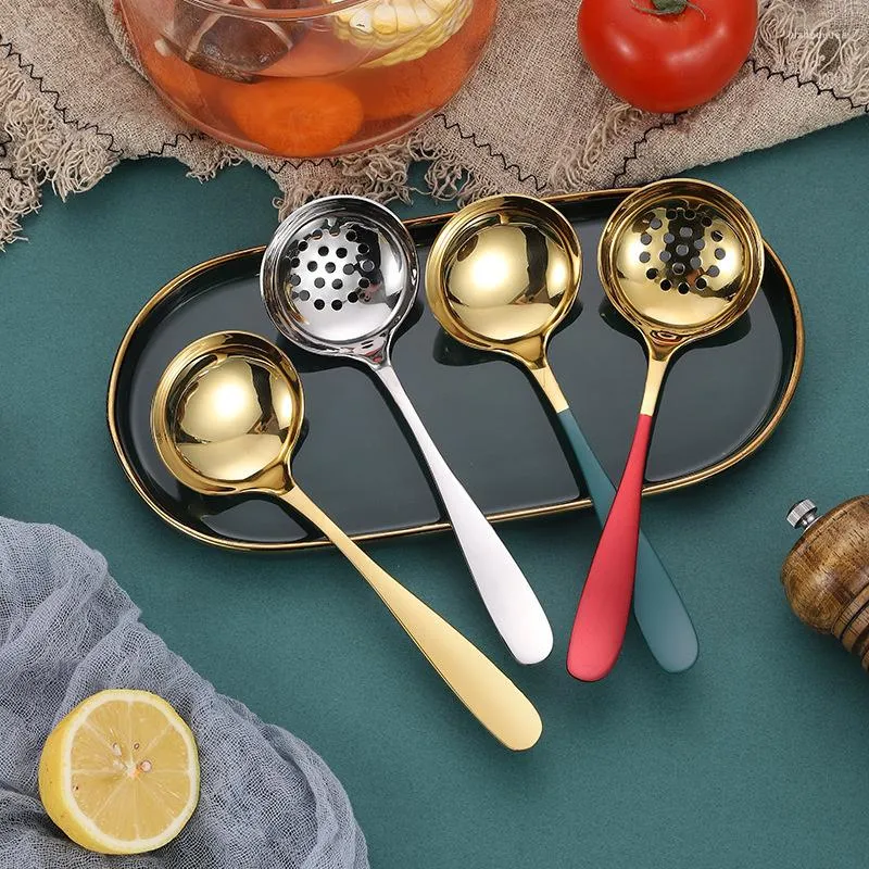 Dinnerware Sets Creative 304 Stainless Steel Thickened Soup Spoon Leaky Tea Coffee Kichen Accessories Dining Room 6pcs