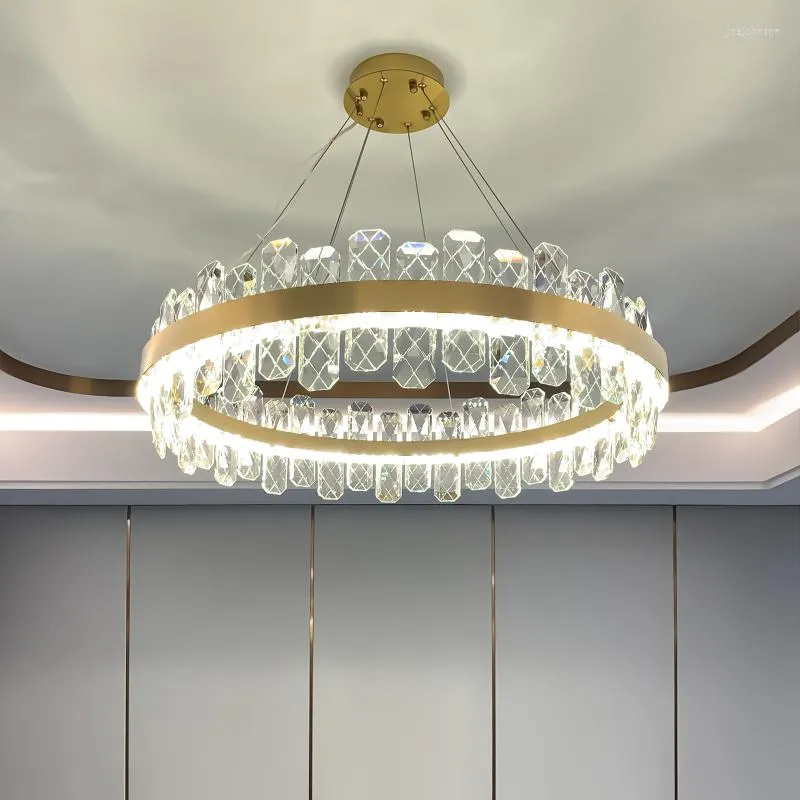 Lâmpadas pendentes Candelier para sala de estar Lâmpada de cristal Iluminação interna Luxo de luxo de luxo Modelo de casa nórdico Nórdico