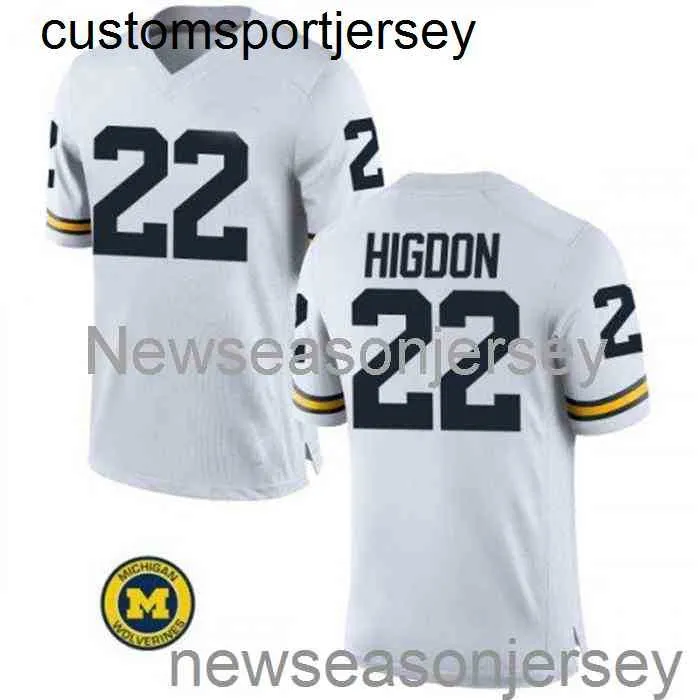 Stitched NEW Michigan Wolverines #22 Karan Higdon Jersey White NCAA Custom any name number XS-5XL 6XL