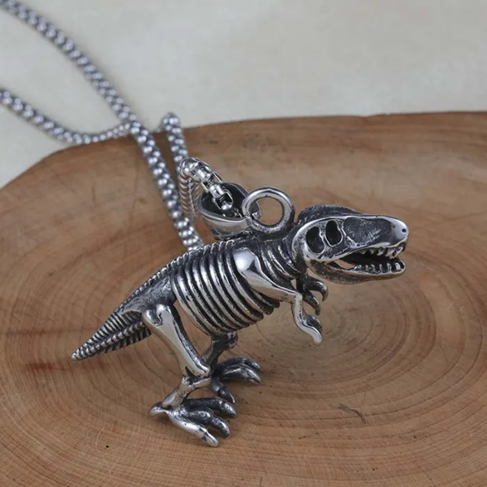 Ancient Age Dinosaur Skull Pendant Necklace Stainless Steel Necklaces Chain Man hiphop Fashion Fine Jewelry