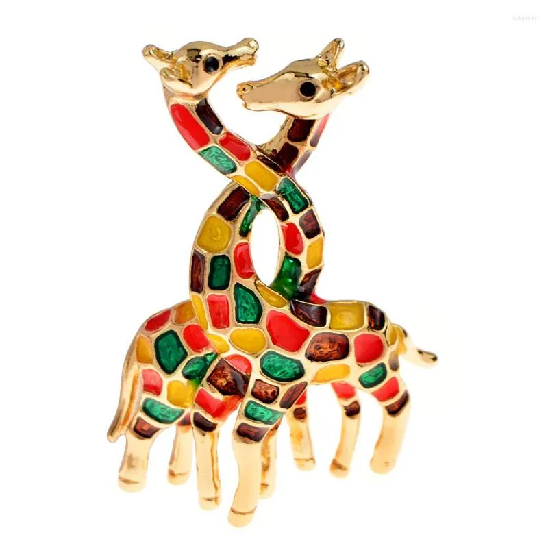 Broches CINDY XIANG Couple émail girafe pour femmes et hommes mignon multicolore dessin animé Animal broche broches mode bijoux cadeaux