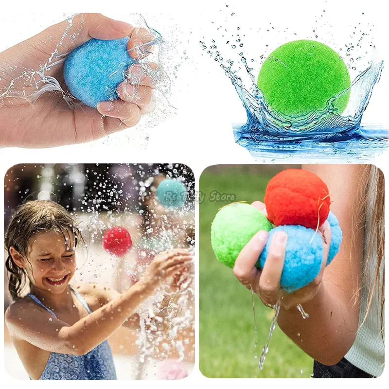 Party Balloons Reusable Waterballoon Cotton Absorbent Ball Outdoor Toy for Kids Pool Beach Bomb Balls Summer Water Battle Anti Stress Game Gift 221129
