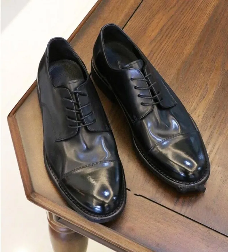 Handgefertigte Goodyear-Herren-Oxfords aus echtem Leder, formelle Business-Schuhe, Herren-Derby-Brogue-Loafer