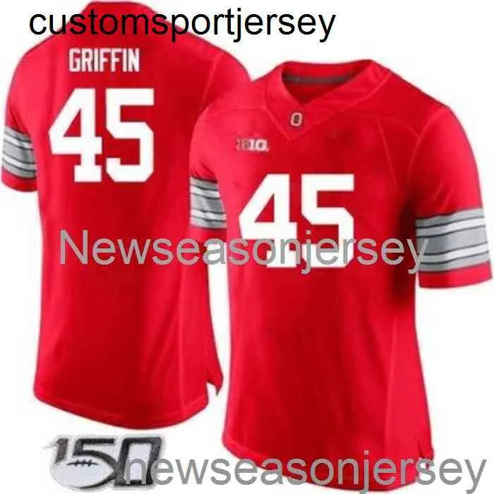 Gestikte Ohio State NCAA Jersey 150e Buckeyes #45 Archie Griffin Red Custom elk naamnummer XS-5XL 6XL