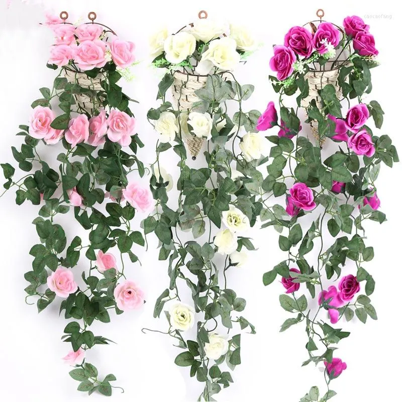 Dekoratif Çiçekler 2pcs 105cm Yapay Gül Yaprak Çelenk Ivi Vine Yeşillik Duvar Asma Düğün Ev Ofis Partisi Dekorasyon