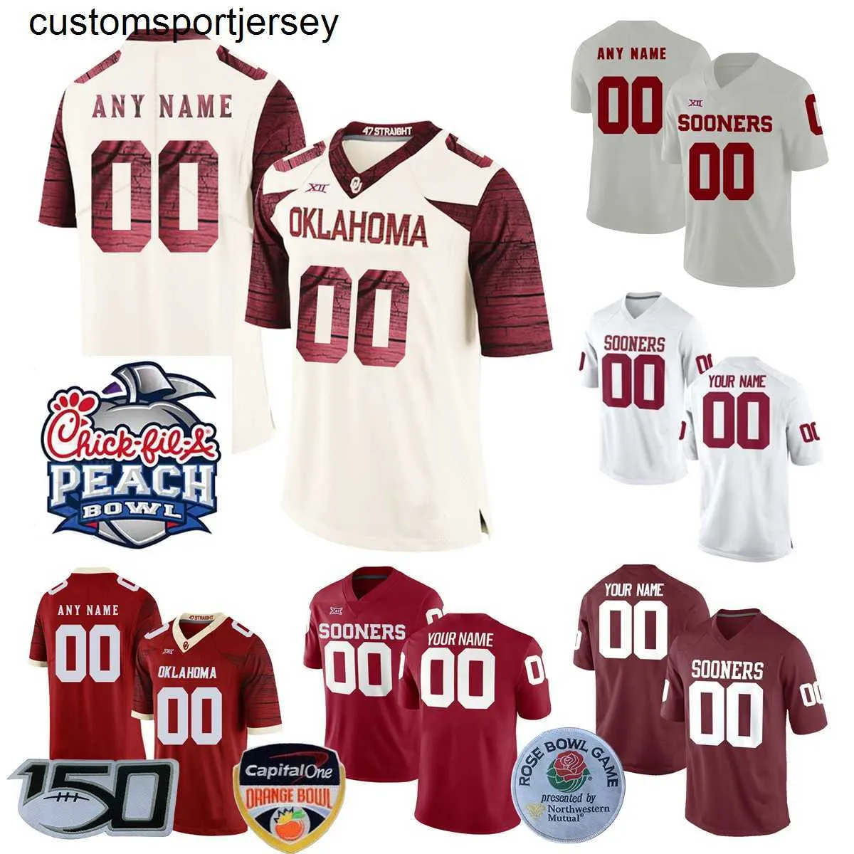 Custom College ofootball Jerseys Kyler Murray Ceedee Lamb Durron Spencer Rattler Mayfield C.Williams Bradford Peterson