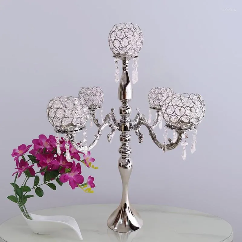 Titulares de vela Decoração de casamento Metal Crystal Centropinha Mesa de jantar Candelabra Stand Home Decor Mother Day