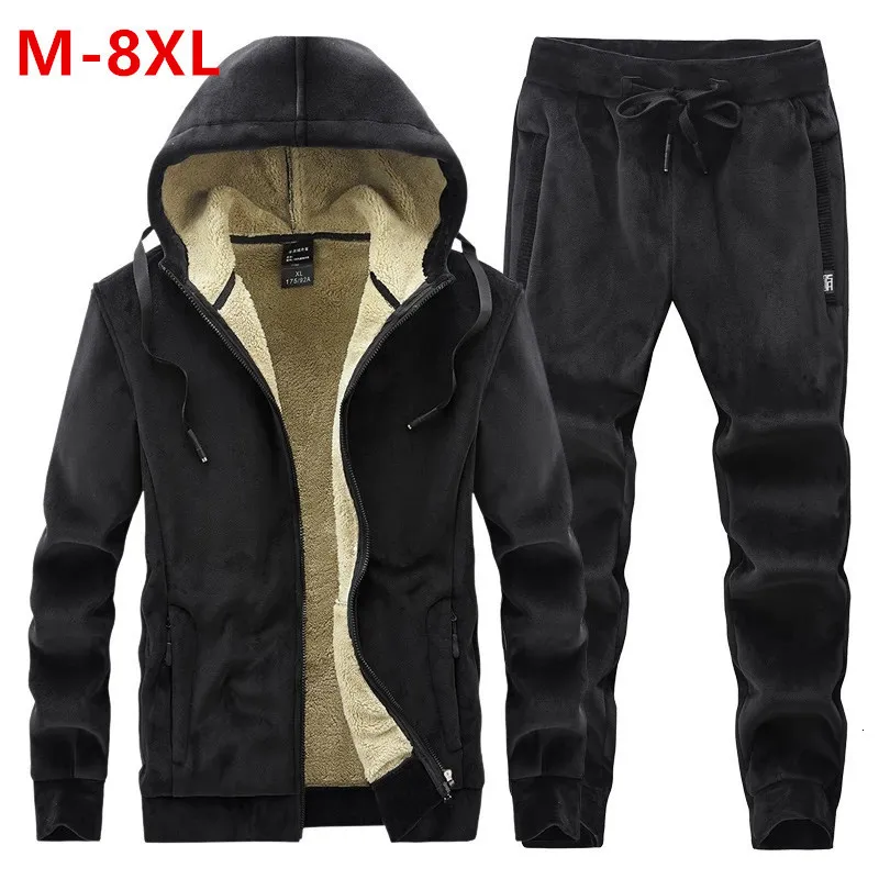 Mens Trailtsits Sıcak Spor Takım Erkekler 2 Parçalı Kış Sporu Termal Hoodies Pantolon Polar Trachsuit Rüzgar Geçirmez Salonu Kadın Spor Giyim 221130