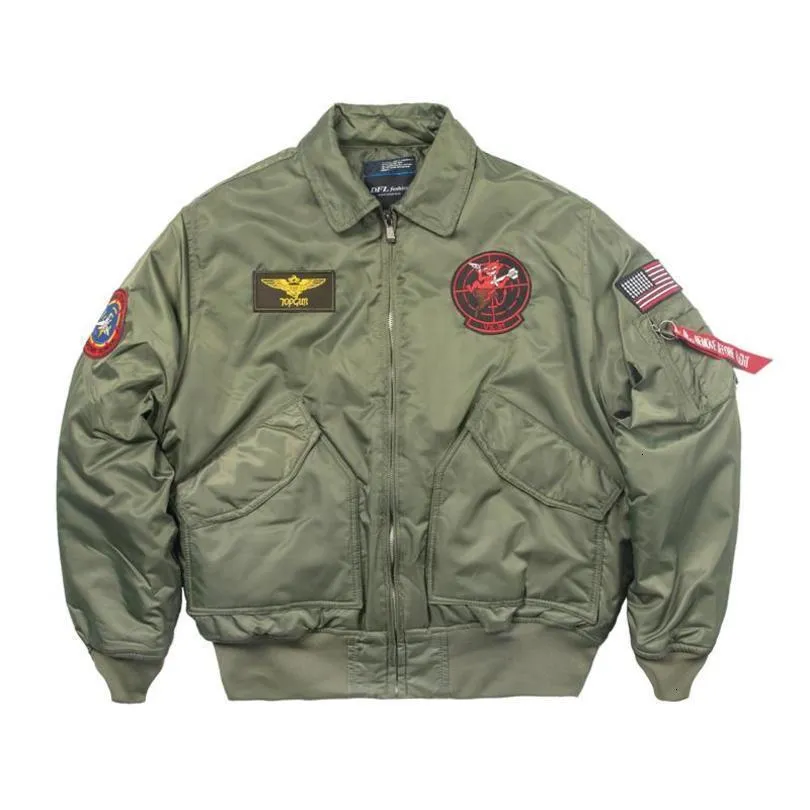 Mensjackor CWU45P Patch broderi Militärstil Bomberjacka Pilot Flight Winter Coat 221129