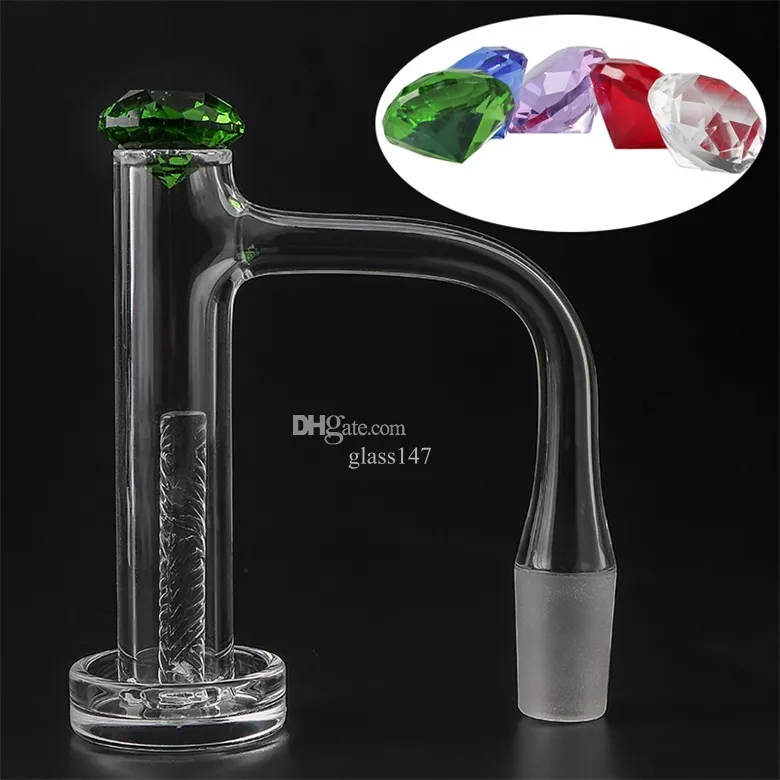 Full Weld Control Tower Quartz Banger Roken Afgeschuinde rand 16mmOD Rookspijkers met 20mmOD Diamond Carb Cap Solid Etched Terp Pillars For Glass Water Bong Dab Rig Pipes