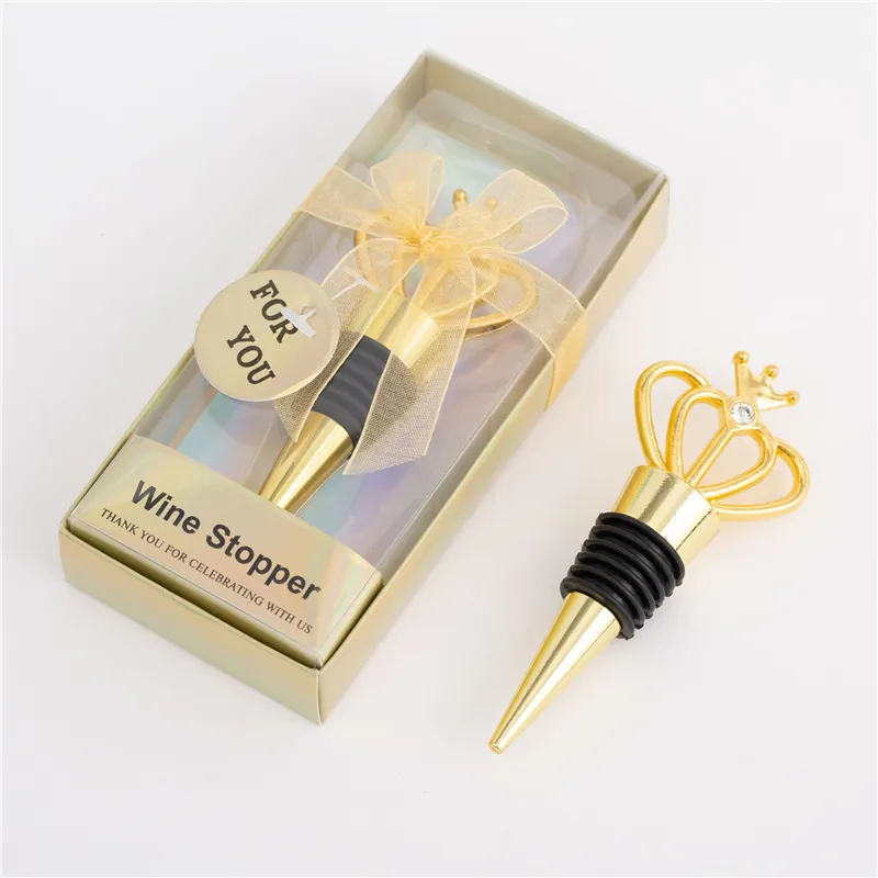 Gold Crown Wedding Favors for Guests Whiskey Wine Bottle Stopper Bridal Shower Anniversary Party Return Gift KDJK2211